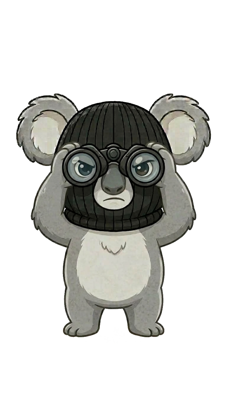 Koala Spy with Binoculars